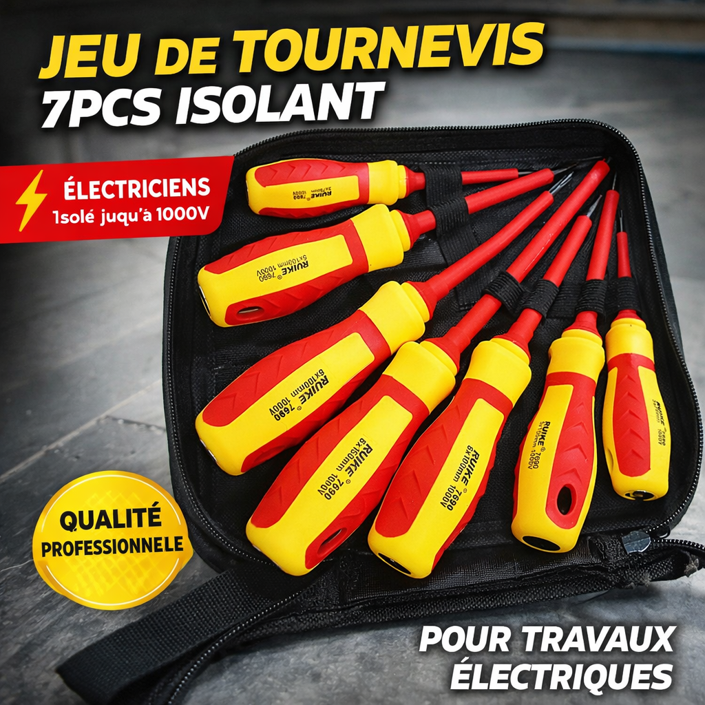 Jeu Tournevis Ruike 7690 Plat et Cruciforme isolant 1000V